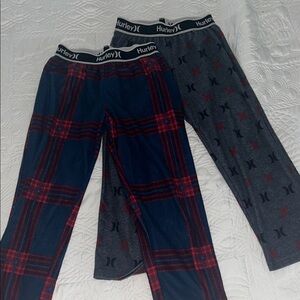 Hurley Blue Plaid and Gray Logo Pajama Pants